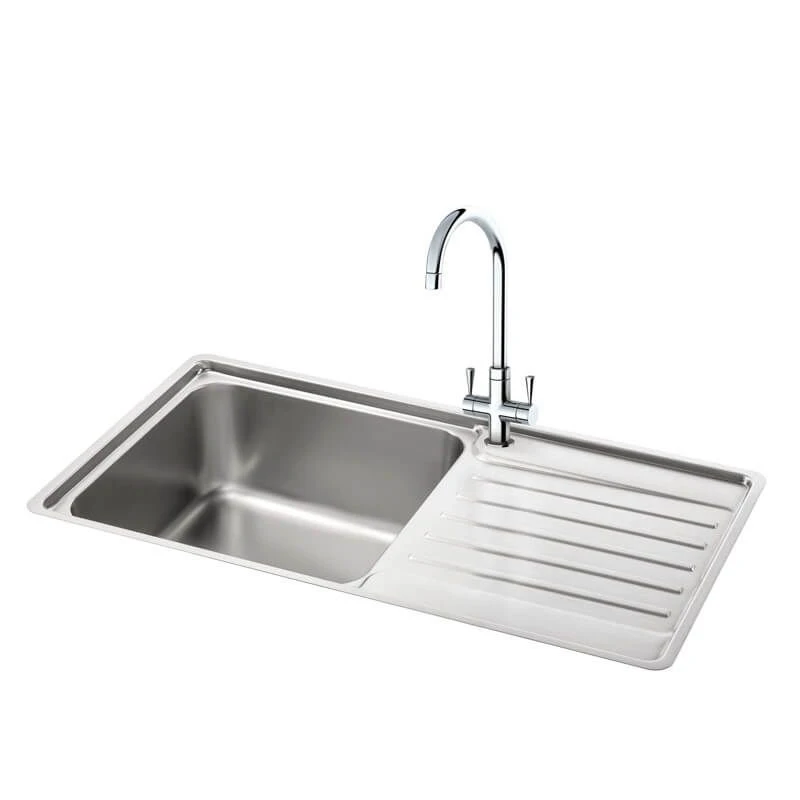 Carron Phoenix Atoll 90 1 Bowl Stainless Steel Kitchen Sink - Right Hand Drainer - 127.0576.502 3 Carron Phoenix Atoll 90 1 Bowl Stainless Steel Kitchen Sink - Right Hand Drainer - 127.0576.502