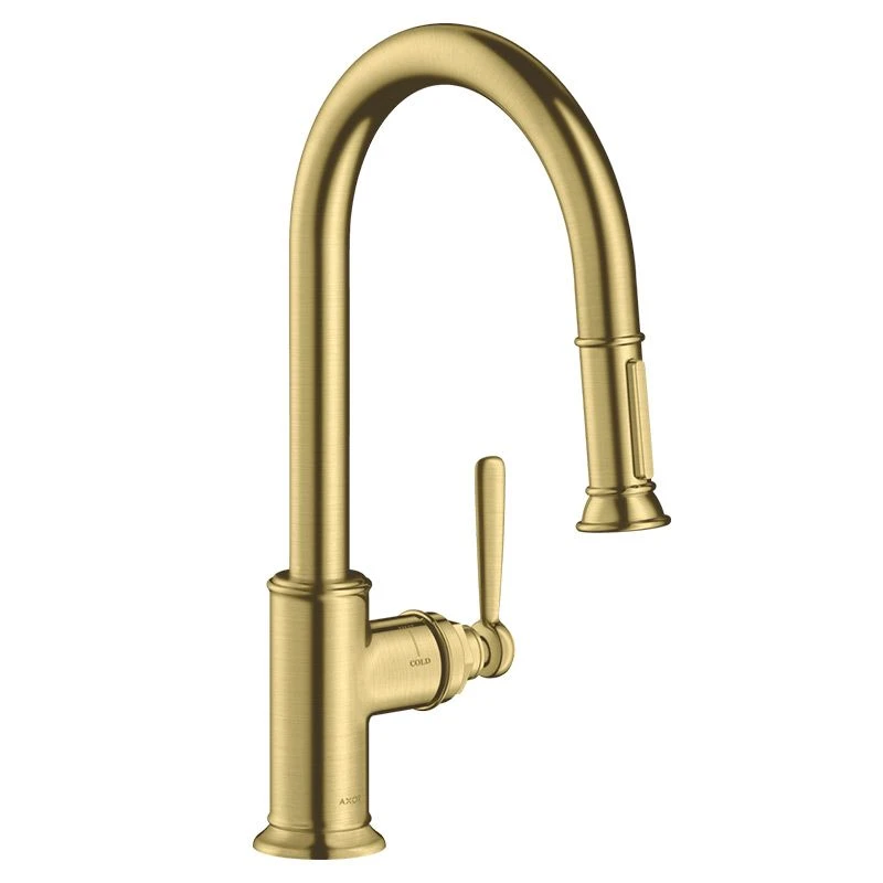AXOR Montreux Single Lever Kitchen Mixer Tap 180 With Pull Out Spray - Brushed Brass - 16581950 3 AXOR Montreux Single Lever Kitchen Mixer Tap 180 With Pull Out Spray - Brushed Brass - 16581950