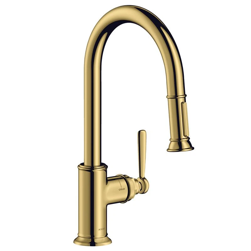 AXOR Montreux Single Lever Kitchen Mixer Tap 180 With Pull Out Spray - Polished Gold Optic - 16581990 3 AXOR Montreux Single Lever Kitchen Mixer Tap 180 With Pull Out Spray - Polished Gold Optic - 16581990