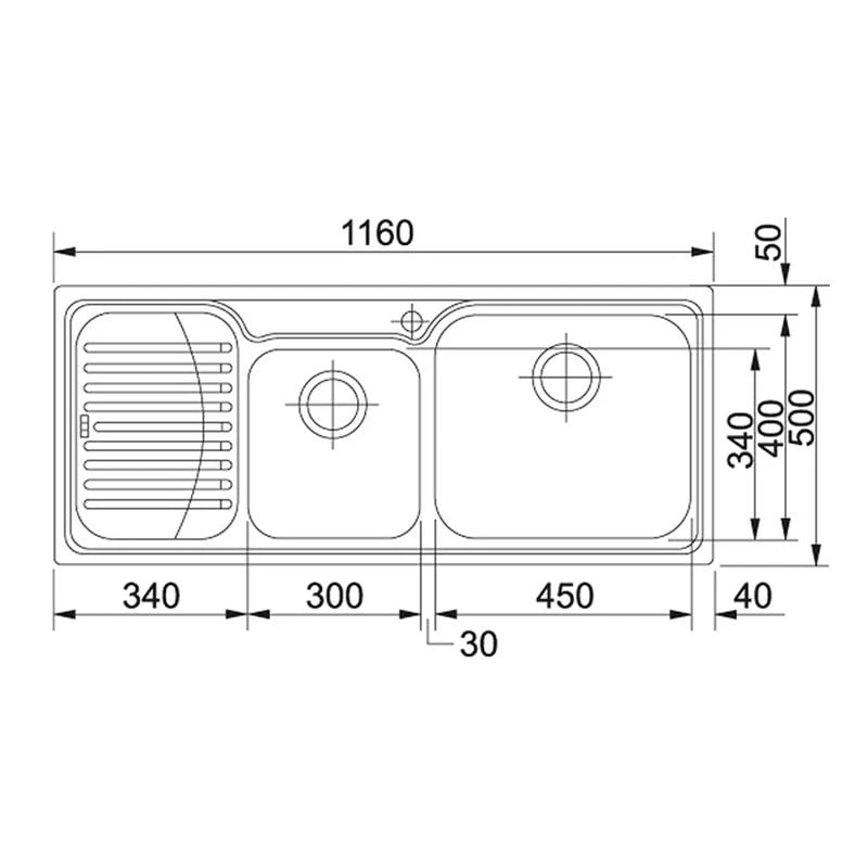 Franke Galassia 2 Bowl Inset Kitchen Sink With Left Hand Drainer GAX 621-116 - Stainless Steel - 101.0381.849 4 Franke Galassia 2 Bowl Inset Kitchen Sink With Left Hand Drainer GAX 621-116 - Stainless Steel - 101.0381.849 - Image 2