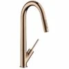 Axor Starck Single Lever Kitchen Mixer 270 With Pull-Out Spray - Polished Red Gold - 10821300 -Kitchen Shop 1 0 10821300