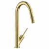Axor Starck Single Lever Kitchen Mixer 270 With Pull-Out Spray - Brushed Brass - 10821950 -Kitchen Shop 1 0 10821950