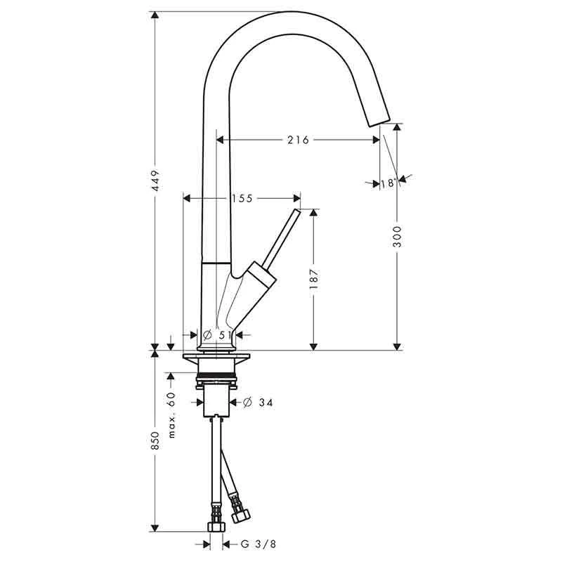 Axor Starck Single Lever Kitchen Mixer 300 With Swivel Spout - Brushed Brass - 10822950 4 Axor Starck Single Lever Kitchen Mixer 300 With Swivel Spout - Brushed Brass - 10822950 - Image 2