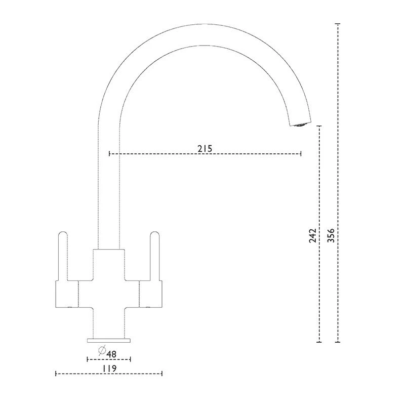 Carron Phoenix Rosolina J Spout Kitchen Tap - Matt Black - 115.0605.454 4 Carron Phoenix Rosolina J Spout Kitchen Tap - Matt Black - 115.0605.454 - Image 2