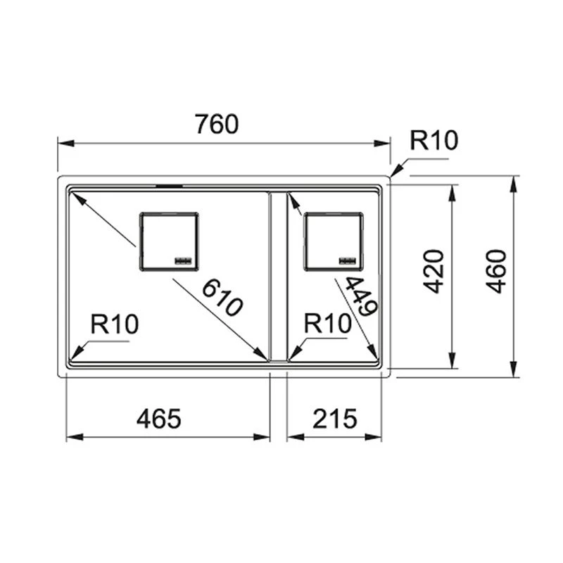 Franke Kubus 2 1.5 Bowl Undermount Fragranite Kitchen Sink KNG 120 - Matt Black - 125.0633.444 4 Franke Kubus 2 1.5 Bowl Undermount Fragranite Kitchen Sink KNG 120 - Matt Black - 125.0633.444 - Image 2