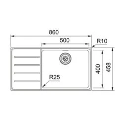 Franke Mythos Plus 1 Bowl Inset Kitchen Sink With Right Hand Drainer MYX 211-86 - Right Hand Drainer - 127.0640.513 -Kitchen Shop 1 2 127.0640.513 dimensions