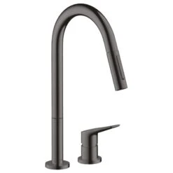 AXOR Citterio M Single Lever Kitchen Mixer Tap 220 With Pull Out Spray 2TH - Brushed Black Chrome - 34822340
