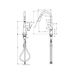 Hansgrohe Focus M41 Single Lever Kitchen Mixer 240 With Pull Out Spray - Chrome - 31815000 -Kitchen Shop 3 1 31815000 2