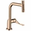 Axor Citterio Single Lever Kitchen Mixer Select 230 2 Jet With Pull-Out Spray - Polished Red Gold - 39862300