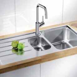 Blanco LEMIS 6 S-IF Reversible Stainless Steel 1.5 Bowl Inset Kitchen Sink - Brushed Finish - 454729 9 Blanco LEMIS 6 S-IF Reversible Stainless Steel 1.5 Bowl Inset Kitchen Sink - Brushed Finish - 454729 -Kitchen Shop 4 5 454729 lifestyle1