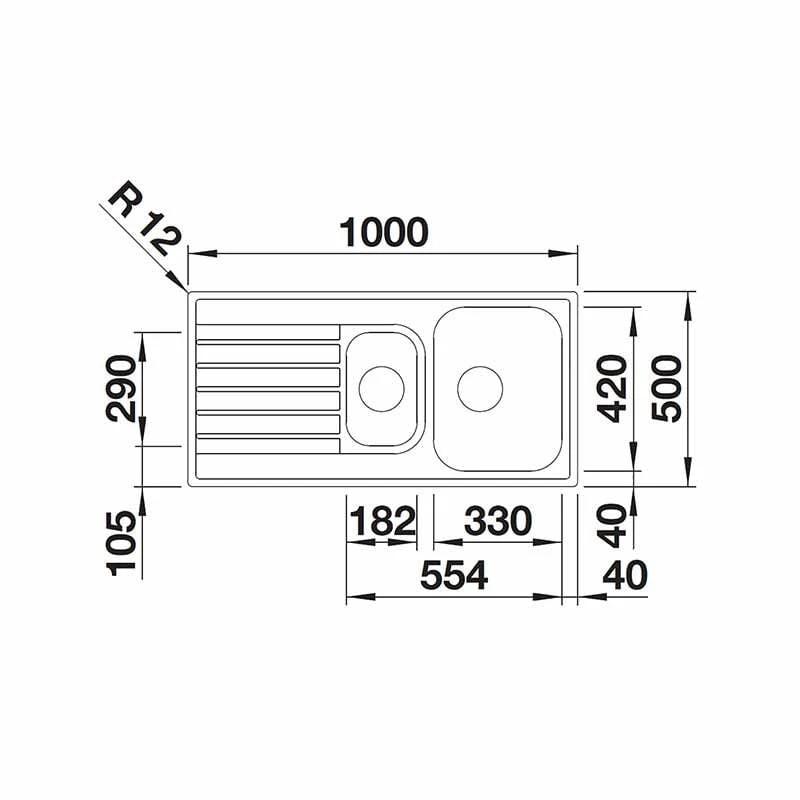 Blanco LANTOS II 6 S-IF Reversible Stainless Steel 1.5 Bowl Inset Kitchen Sink - Brushed Finish - 456453 4 Blanco LANTOS II 6 S-IF Reversible Stainless Steel 1.5 Bowl Inset Kitchen Sink - Brushed Finish - 456453 - Image 2
