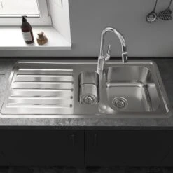 Hansgrohe S4113-F540 Built-in Kitchen Sink 340/150/400 With Drainboard - Stainless Steel - 43339800 -Kitchen Shop 4 4 3 43339800 2