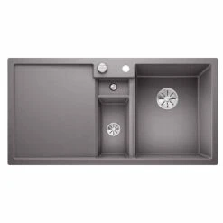 Blanco COLLECTIS 6 S RH Silgranit 1.5 Bowl Inset Kitchen Sink With Drain Remote Control - Alumetallic - 523346