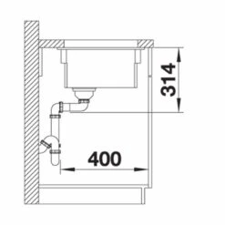 Blanco ETAGON 500-U Ceramic PuraPlus 1 Bowl Undermount Kitchen Sink With Manual InFino Waste - Crystal White - 525149 -Kitchen Shop 5 2 525149 dimensions1