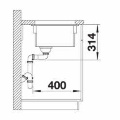 Blanco ETAGON 500-U Ceramic PuraPlus 1 Bowl Undermount Kitchen Sink With Manual InFino Waste - Magnolia - 525150 -Kitchen Shop 5 2 525150 dimensions1
