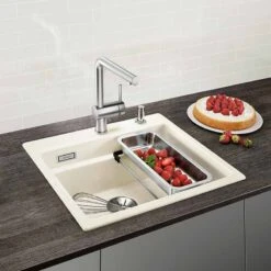 Blanco ETAGON 6 Ceramic PuraPlus 1 Bowl Inset Kitchen Sink With Drain Remote Control - Crystal White - 525156 12 Blanco ETAGON 6 Ceramic PuraPlus 1 Bowl Inset Kitchen Sink With Drain Remote Control - Crystal White - 525156 -Kitchen Shop 5 2 525156 lifestyle1