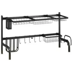 HOMCOM 2 Tier Adjustable Over The Sink Dish Drainer - Black - 801-286V00BK -Kitchen Shop 6dm98a188d6780b46.jpg