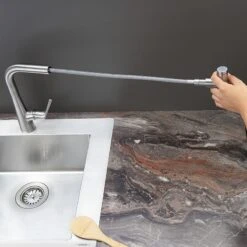 Hansgrohe Talis Select M51 Single Lever Kitchen Mixer 220, Pull-Out Spout, 1jet - Stainless Steel - 72822800 7 Hansgrohe Talis Select M51 Single Lever Kitchen Mixer 220, Pull-Out Spout, 1jet - Stainless Steel - 72822800 -Kitchen Shop 7 2 72822800 2