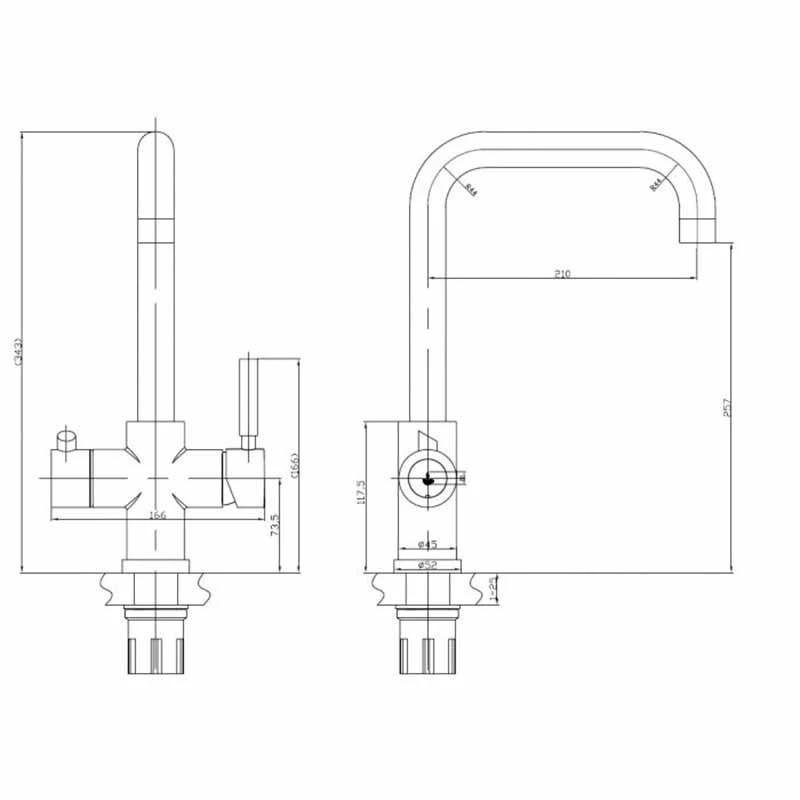 Reginox Amanzi 3 In 1 Boiling Water Mixer Kitchen Tap Including Tap And Filter - Brushed Nickel - AMANZI BN II 4 Reginox Amanzi 3 In 1 Boiling Water Mixer Kitchen Tap Including Tap And Filter - Brushed Nickel - AMANZI BN II - Image 2