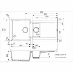 Reginox Amsterdam 15 1.5 Bowl Sink And Drainer - Black Silvery - AMSTERDAM 15 BS -Kitchen Shop a m amsterdam15bs dimensions