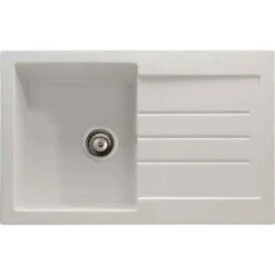 Abode Xcite Single Bowl & Drainer Granite Kitchen Sink - White - AW3120