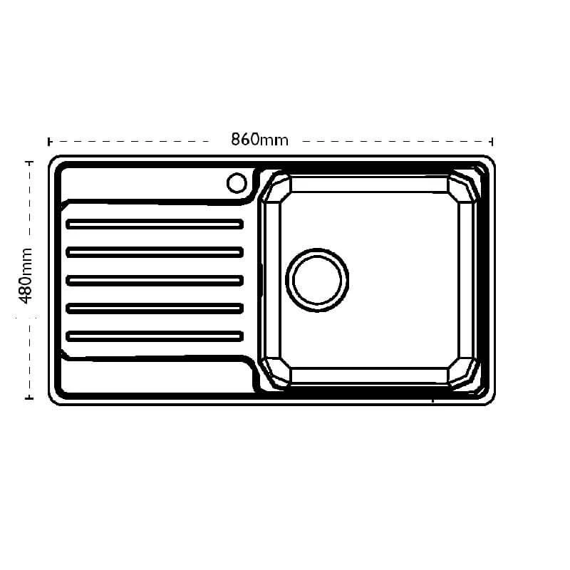 Carron Phoenix Atoll 90 1 Bowl Stainless Steel Kitchen Sink - Right Hand Drainer - 127.0576.502 4 Carron Phoenix Atoll 90 1 Bowl Stainless Steel Kitchen Sink - Right Hand Drainer - 127.0576.502 - Image 2