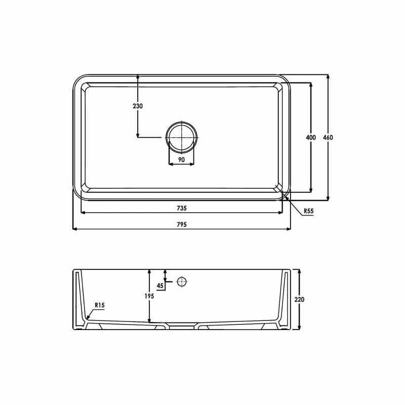 Abode Provincial Single Bowl Ceramic Kitchen Sink - White - AW1020 6 Abode Provincial Single Bowl Ceramic Kitchen Sink - White - AW1020 - Image 4