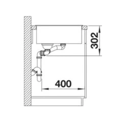 Blanco AXIA III 6 S RH Silgranit 1.5 Bowl Inset Kitchen Sink With Drain Remote Control - Soft White - 527045 -Kitchen Shop b l blanco 527045 side view dimensions
