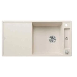 Blanco AXIA III XL 6 S Silgranit 1 Bowl Inset Reversible Kitchen Sink Wih Drain Remote Control - Soft White - 527051