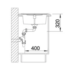 Blanco METRA XL 6 S Silgranit 1 Bowl Inset Reversible Kitchen Sink - Volcano Grey - 527306 -Kitchen Shop b l blanco 527306 side view dimensions