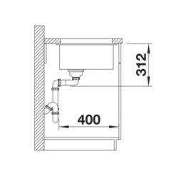 Blanco SUBLINE 700-U Silgranit 1 Bowl Undermount Kitchen Sink With Manual InFino Waste - Volcano Grey - 527356 -Kitchen Shop b l blanco 527356 side view dimensions