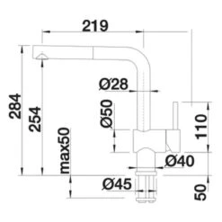 Blanco LINUS-S Pull-Out Handset Galvanic Chrome Kitchen Tap - Brushed Steel - BM3650BS -Kitchen Shop blanco linus s 526242 dimensions