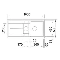 Blanco METRA 6 S 1.5 Bowl Inset Silgranit Reversible Kitchen Sink With Drain Remote Control - Rock Grey - 518877 -Kitchen Shop blanco metra 518877 dimensions