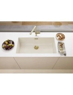 Blanco Infino Waste And Overflow Single Bowl - Satin Gold - 203476 -Kitchen Shop blanco 203476 lifestyle1
