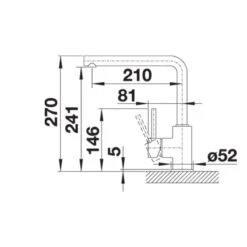 Blanco MILA Eco Flow Regulated Kitchen Mixer Tap - Chrome - 526142 -Kitchen Shop blanco 526142 side view dimensions