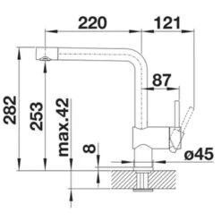 Blanco Linus Kitchen Tap Brushed Steel PVD Finish - BL526241 -Kitchen Shop blnco linus 526241 dimensions
