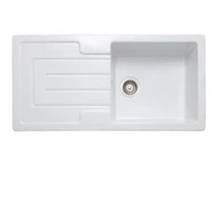 Rangemaster Austell 1 Bowl Fire Clay Ceramic Kitchen Sink - White - CAU10101WH/