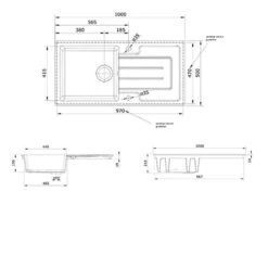 Rangemaster Austell 1.5 Bowl Fire Clay Ceramic Kitchen Sink - White - CAU10102WH/ -Kitchen Shop c a cau10102wh 3