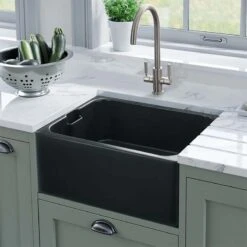 Rangemaster Farmhouse Belfast 1 Bowl Fire Clay Ceramic Kitchen Sink - Anthracite - CFBL595AN/ 8 Rangemaster Farmhouse Belfast 1 Bowl Fire Clay Ceramic Kitchen Sink - Anthracite - CFBL595AN/ -Kitchen Shop c f cfbl595an 3