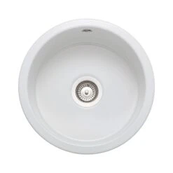 Rangemaster Rustique 445x445 1 Bowl Fire Clay Ceramic Kitchen Sink - White - CRUB385WH/