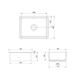 Rangemaster Rustique 598x462 1 Bowl Fire Clay Ceramic Kitchen Sink - White - CRUB5340WH/ -Kitchen Shop c r crub5340wh 3