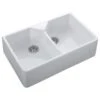 Rangemaster Classic Belfast Double Bowl Ceramic Kitchen Sink - White - CDB800WH/