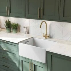 Rangemaster Grange 1 Bowl Fire Clay Ceramic Kitchen Sink - White - CGR595WH/ -Kitchen Shop cgr595wh lifestyle1