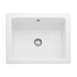 Rangemaster Hartland 1 Bowl Fire Clay Ceramic Kitchen Sink - White - CHA622WH/