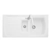 Rangemaster Tenby 1.5 Bowl Fire Clay Ceramic Kitchen Sink - White - CTE10102WH/ -Kitchen Shop cte10102wh