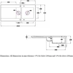 RAK Ceramics Gourmet Dream Sink 1 1.5 Bowl With Reversible Drainer - DSINK1 -Kitchen Shop d s dsink1 2