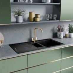 Rangemaster Elements 1.5 Bowl Igneous Granite Kitchen Sink - Ash Black - ELE1052AS/ -Kitchen Shop e l ele1052as 3