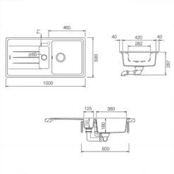 Rangemaster Elements 1.5 Bowl Igneous Granite Kitchen Sink - Ash Black - ELE1052AS/ -Kitchen Shop e l ele1052as 5