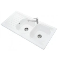 Villeroy & Boch Provence 2 Bowl Reversible Ceramic Kitchen Sink & Drainer - White - EV90002