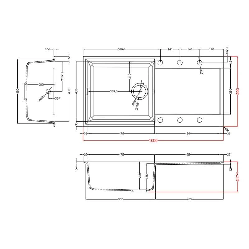 Reginox EASY 480 Elleci Single Bowl Granite Kitchen Sink - White - EASY 480 W 4 Reginox EASY 480 Elleci Single Bowl Granite Kitchen Sink - White - EASY 480 W - Image 2